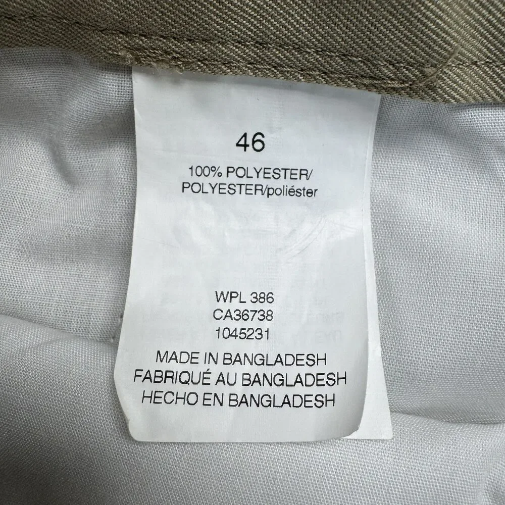 Haggar Big & Tall COOL 18 Quick Dry UPF 50+ Expandable Waist Khaki 46 NWT